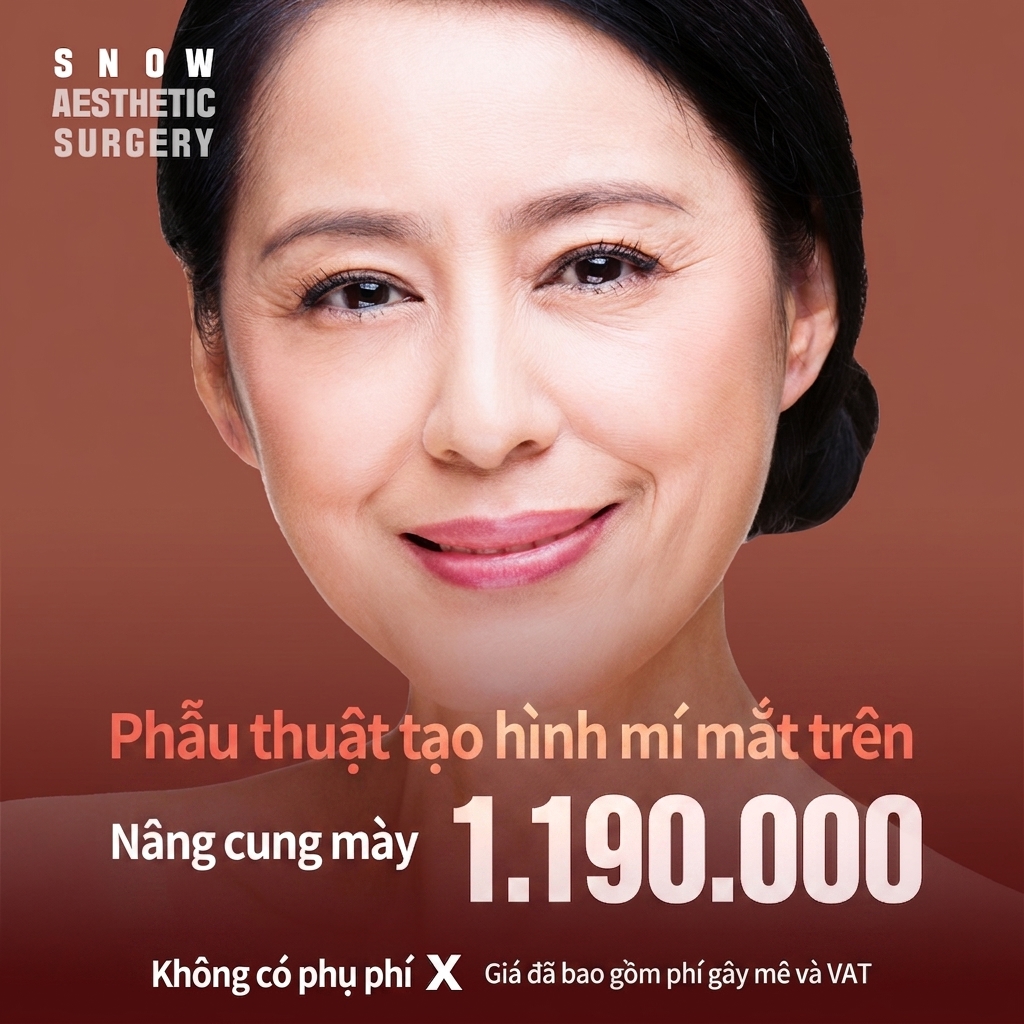 Phẫu thuật mắt trung niên Mí trên Nâng cung mày dưới