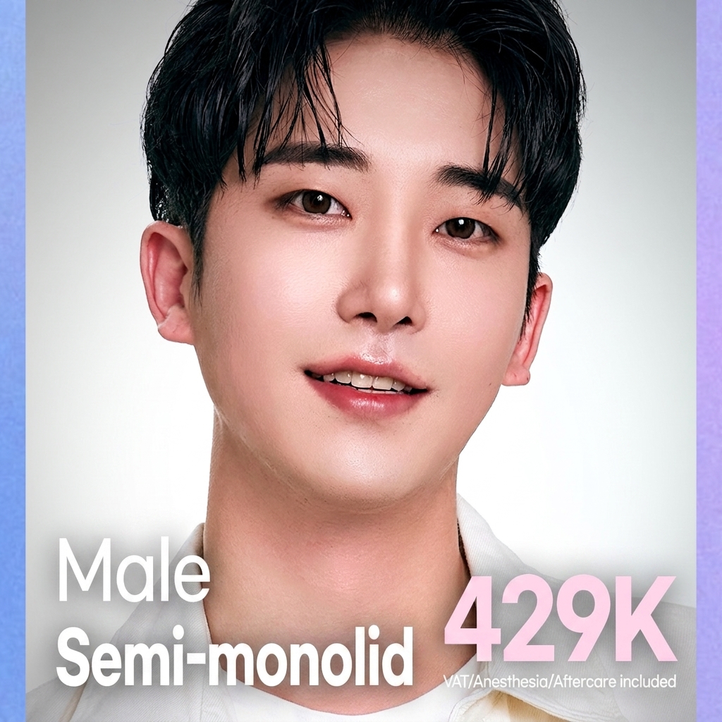 Men's Eyes are Also DA_Men's Semi-Monolid_Ptosis Correction Double Eyelid Revision Front Back Canthoplasty